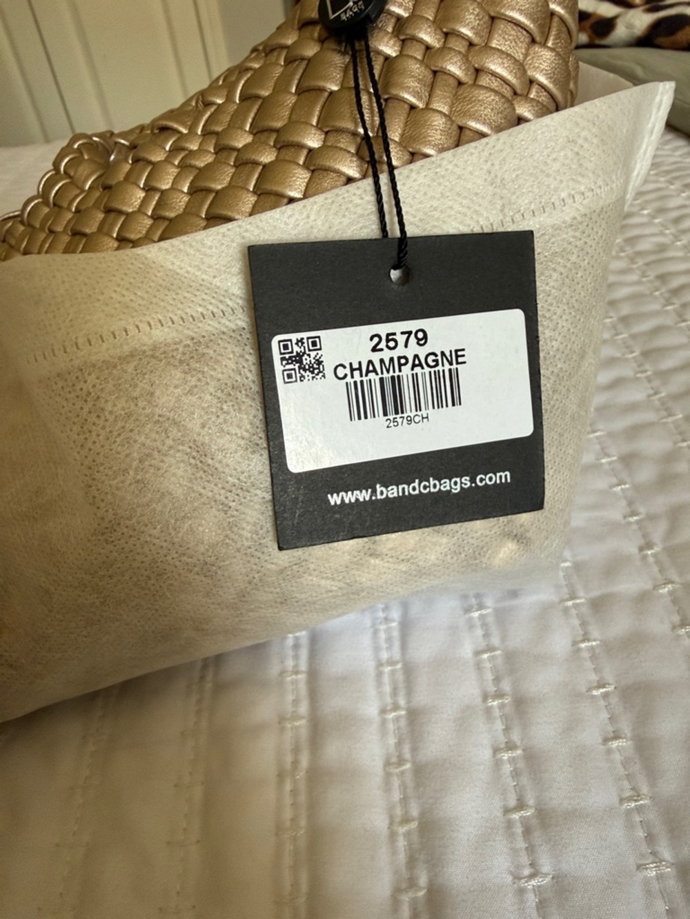 Metallic Gold Woven Mini Tote with Matching Pouch - Picture 5 of 5